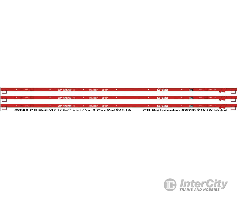 Accurail Inc Ho 8959 89 Tofc Intermodal Flatcar 3-Pack - Kit -- Canadian Pacific #521723 521754