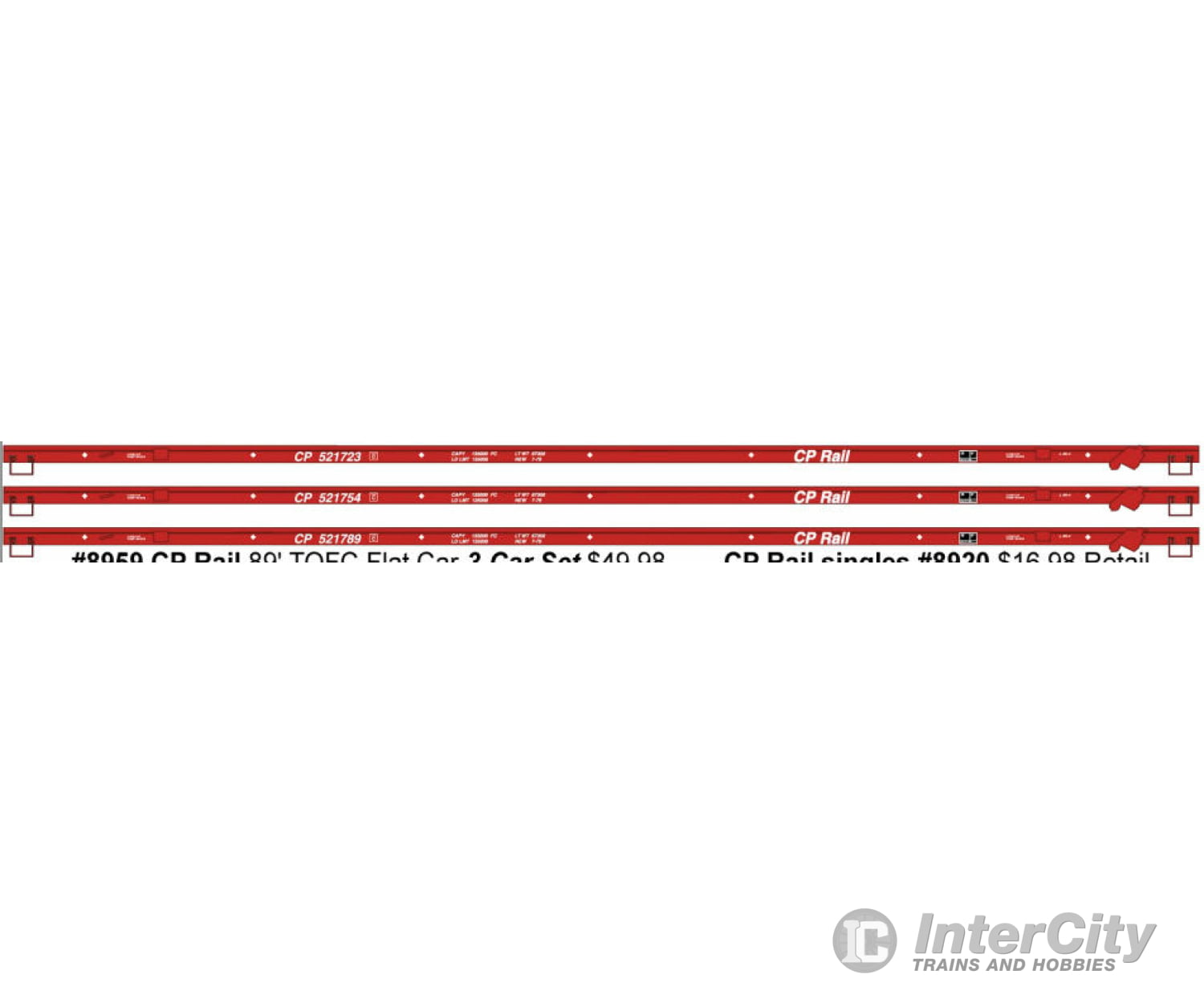 Accurail Inc Ho 8959 89 Tofc Intermodal Flatcar 3-Pack - Kit -- Canadian Pacific #521723 521754