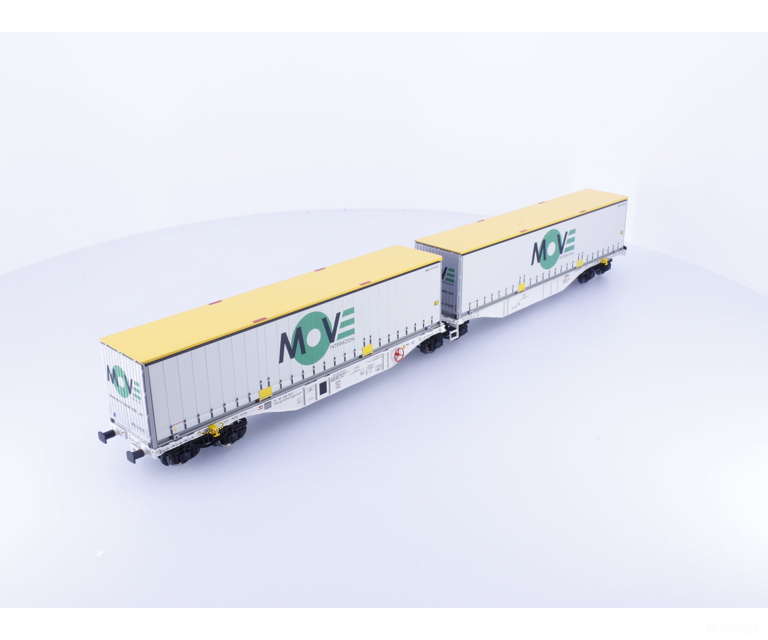 ACME 40294 HO SBB-CFF-FFS Cargo Move Dual Intermodal Flat Cars with Containers Hupac - European Freight Cars