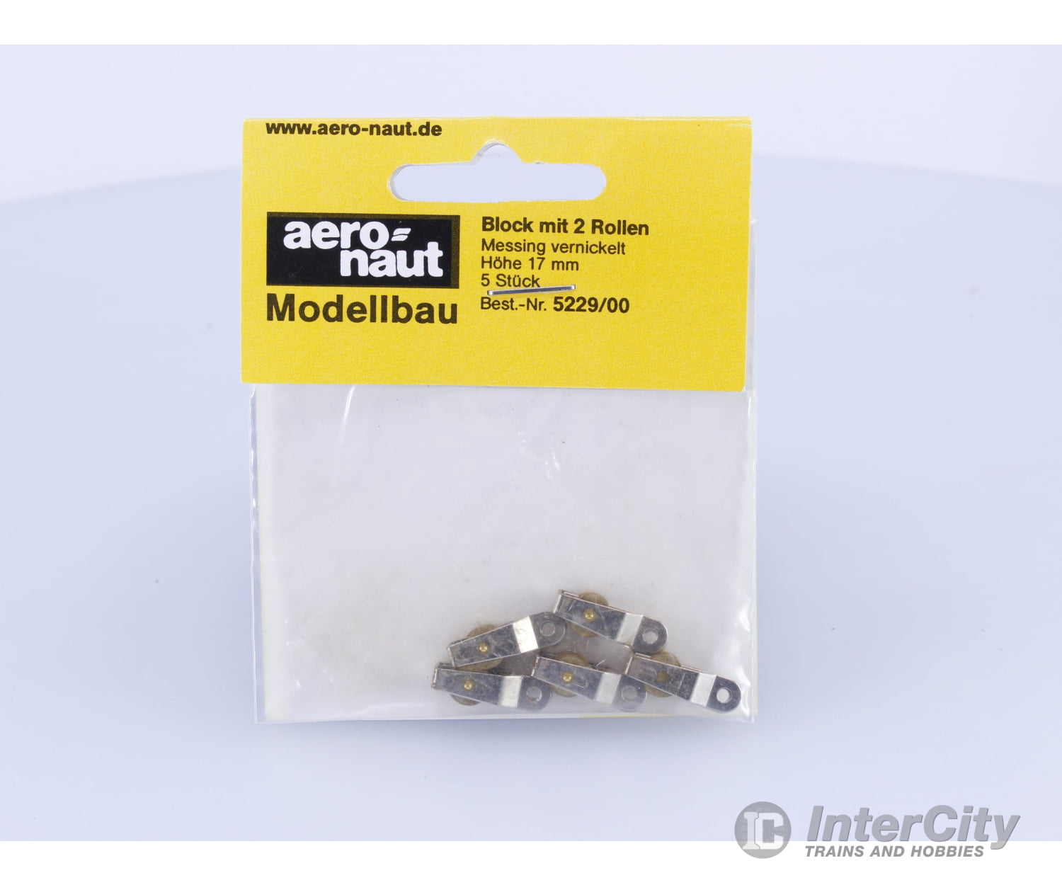 Aero-Naut 5229/00 17mm Nickle-Plated Brass Block with 2 Rollers 5 Pcs Parts