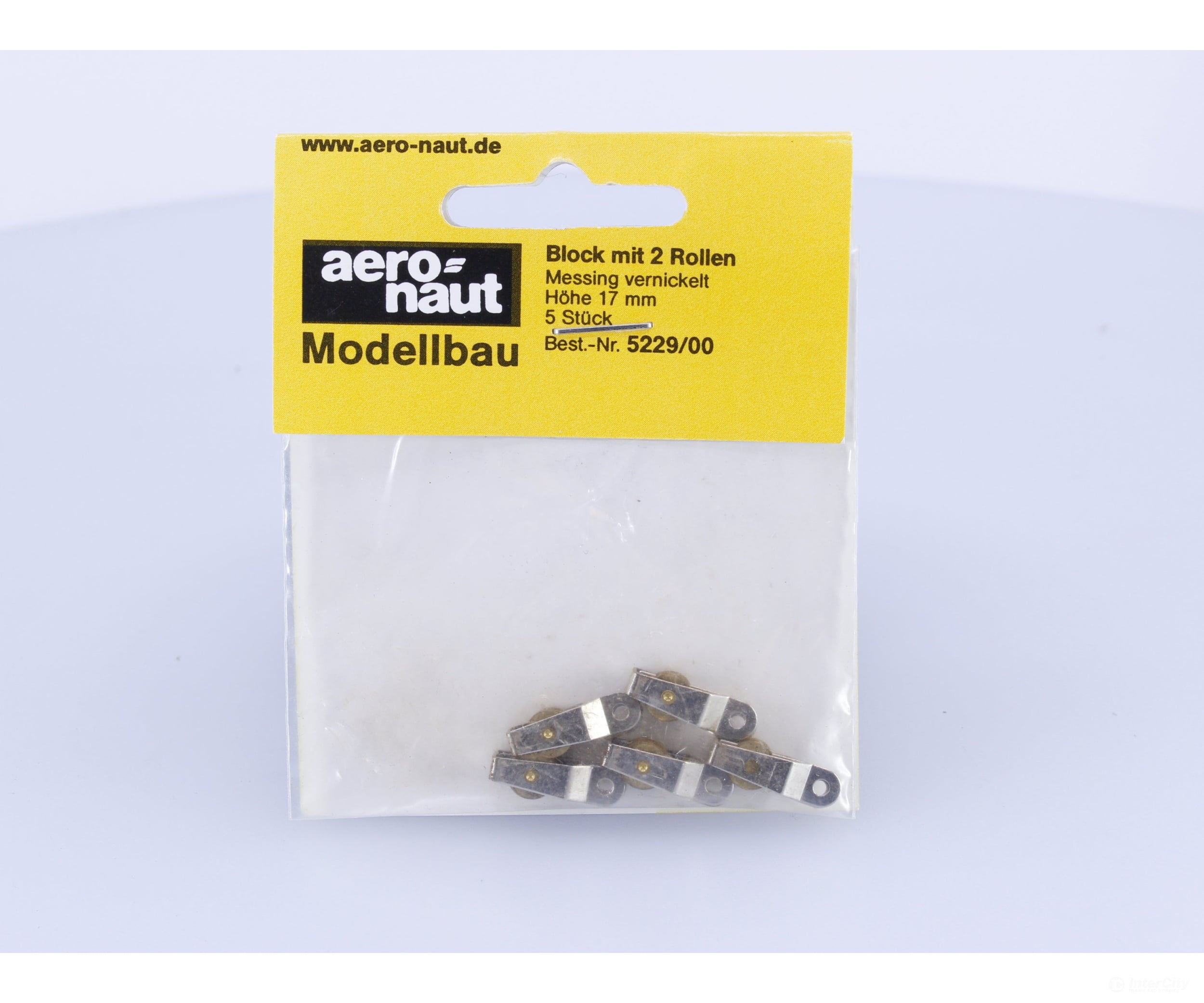 Aero-Naut 5229/00 17mm Nickle-Plated Brass Block with 2 Rollers 5 Pcs Parts