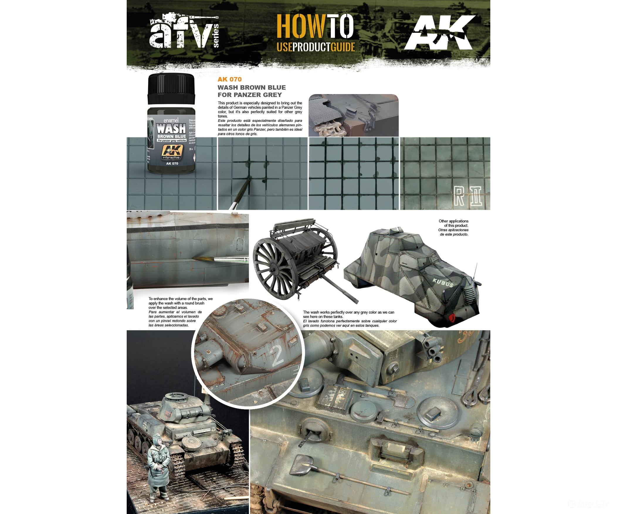 AK Interactive AK070 Brown Blue Wash For Grey - Weathering
