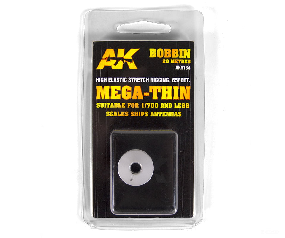 AK Interactive AK9134 High Elastic Stretch Rigging - 65 Feet - Mega-Thin Detailing Parts