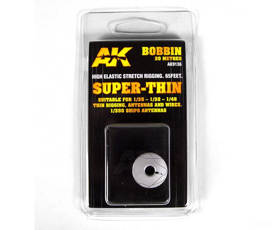 AK Interactive AK9136 High Elastic Stretch Rigging - 65 Feet - Super-Thin Detailing Parts
