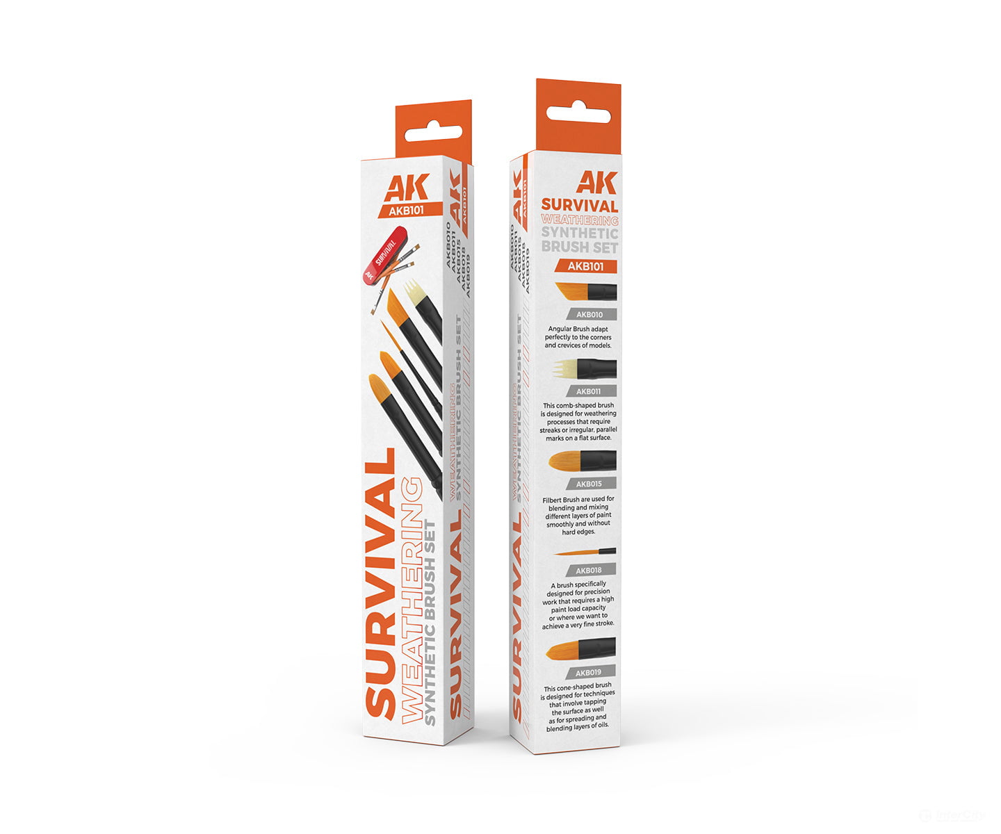 AK Interactive AKB101 ’Survival’ Weathering Brush Set (Synthetic) 5pcs Tools