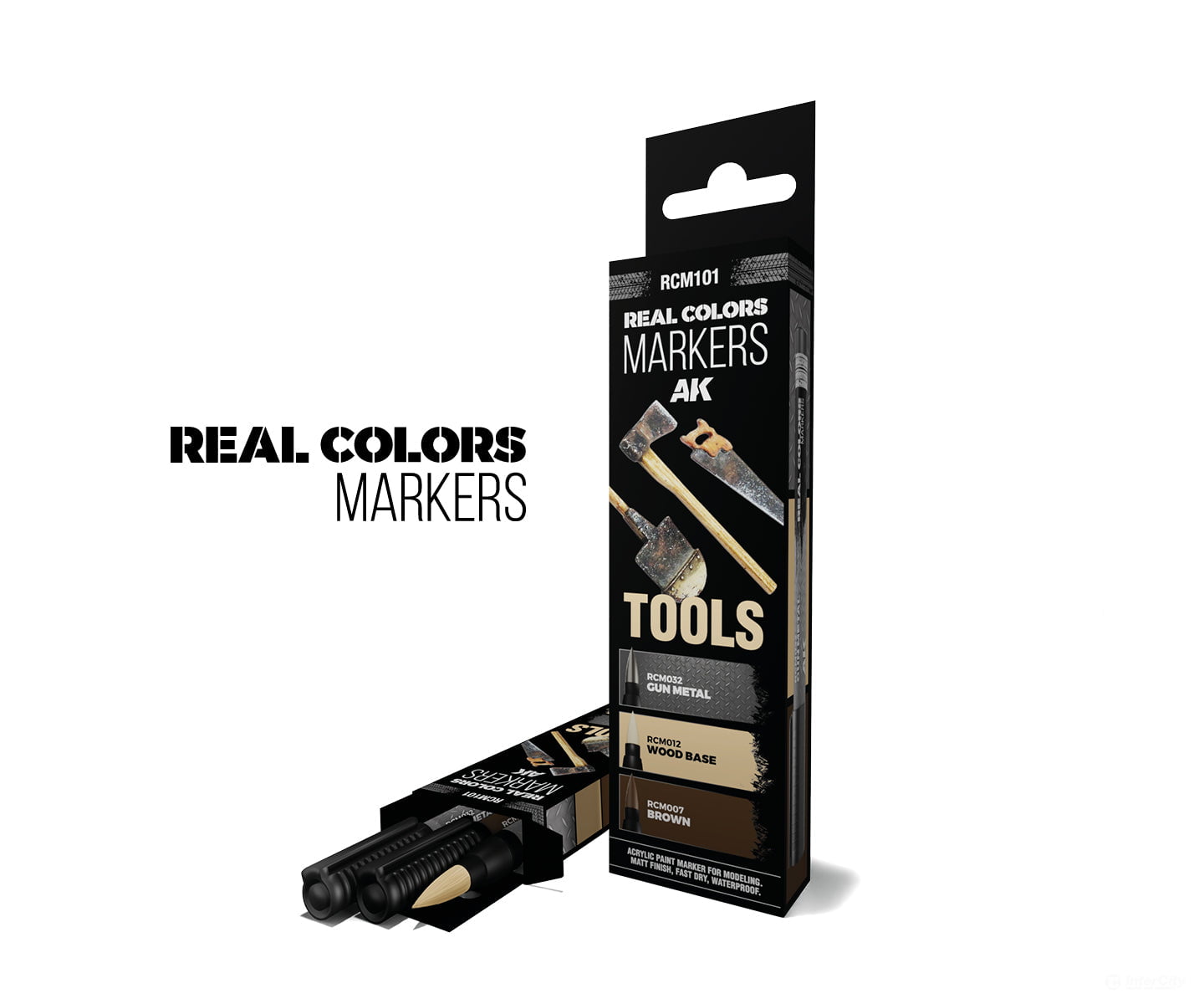 AK Interactive Real Color RC Markers RCM101 Tools Set (3 Markers - RCM001 RCM010 RCM012) - Paint