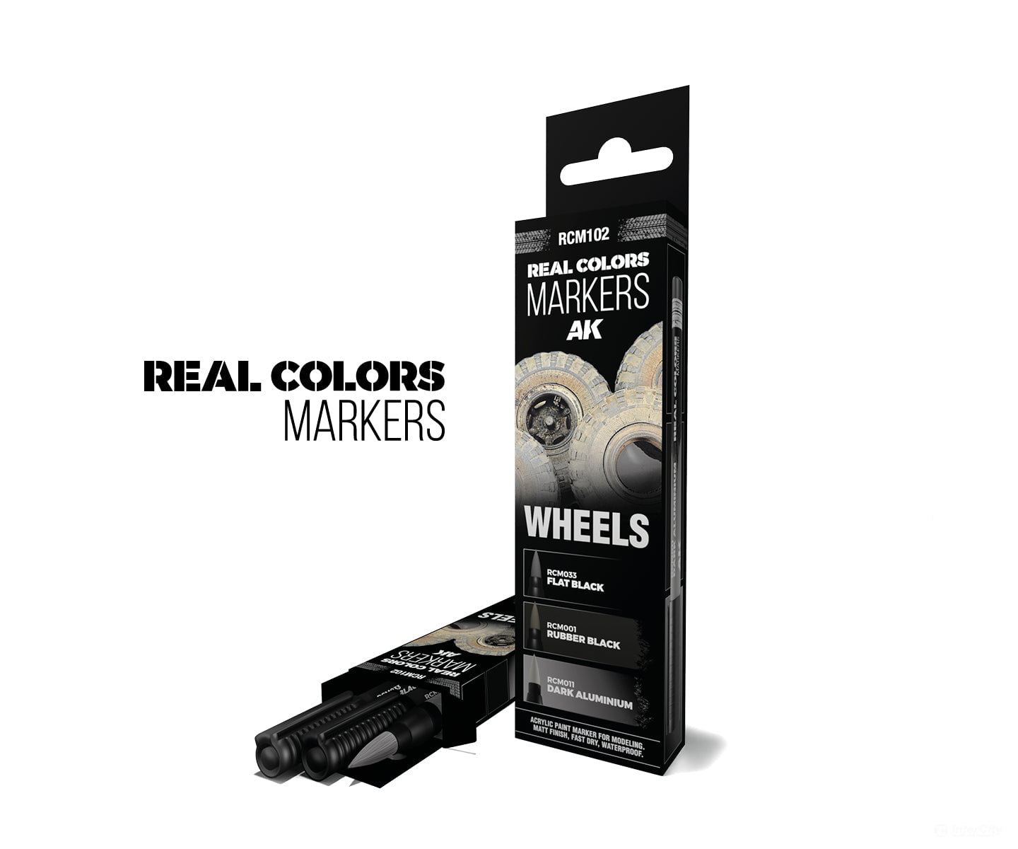 AK Interactive Real Color RC Markers RCM102 Basic Colors Set (3 Markers - RCM001 RCM002 RCM013) - Paint