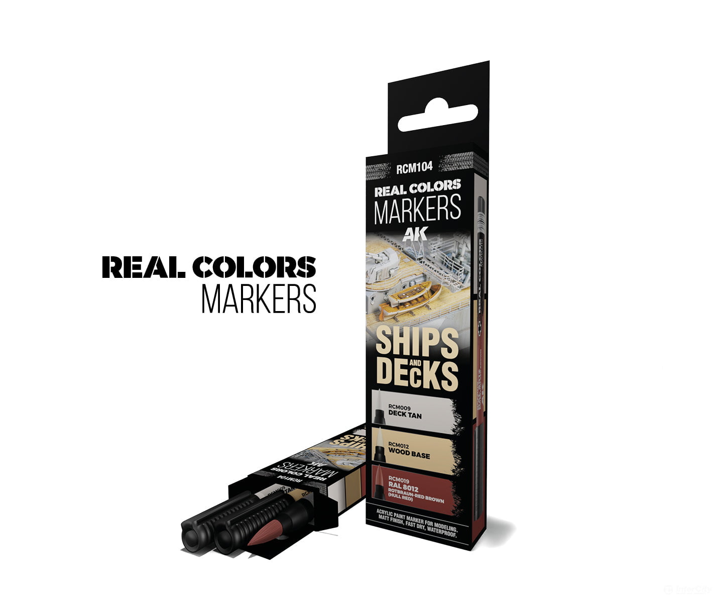 AK Interactive Real Color RC Markers RCM104 Allied WWII Colors Set (3 Markers - RCM008 RCM009 RCM021) - Paint