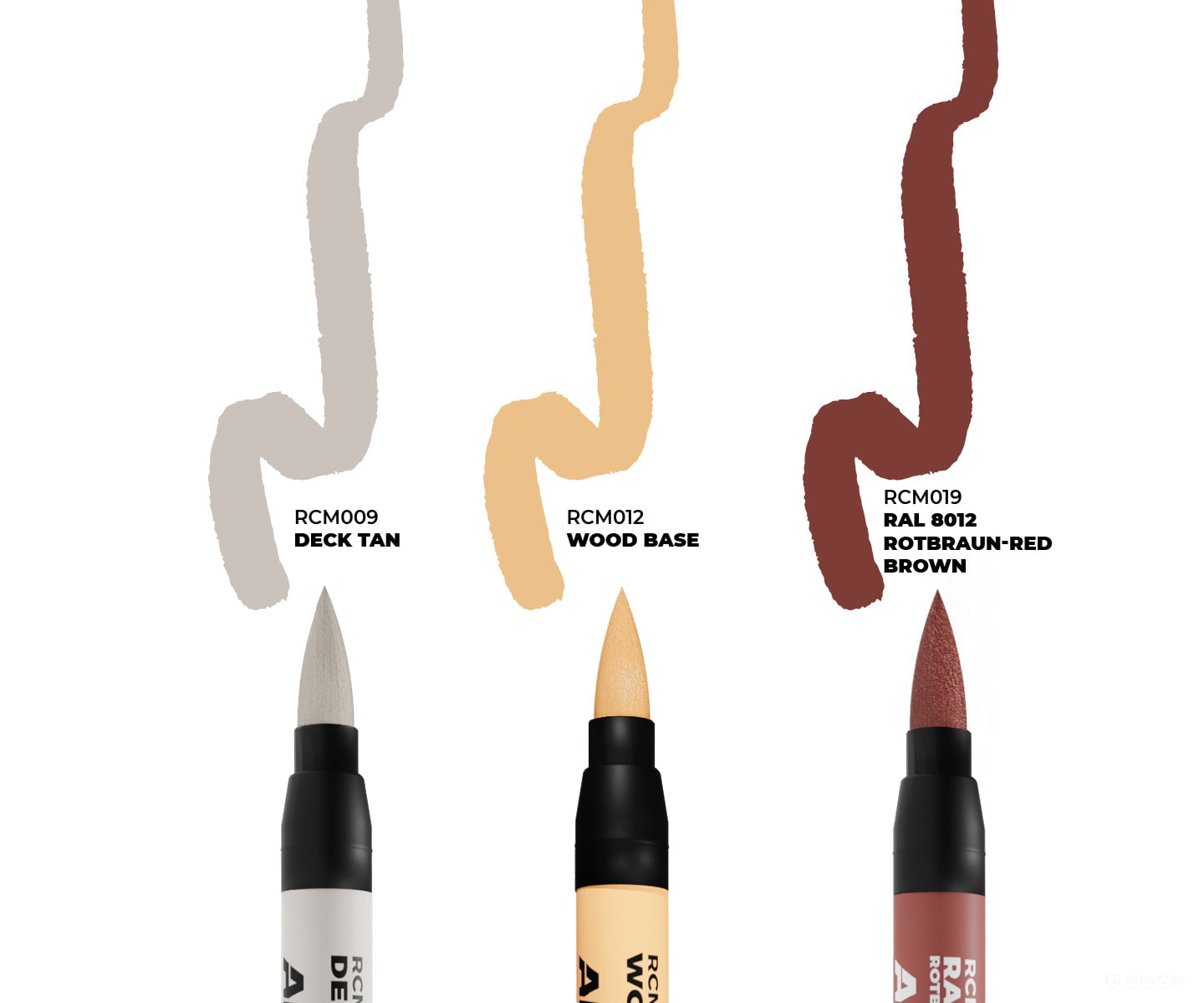 AK Interactive Real Color RC Markers RCM104 Allied WWII Colors Set (3 Markers - RCM008 RCM009 RCM021) - Paint