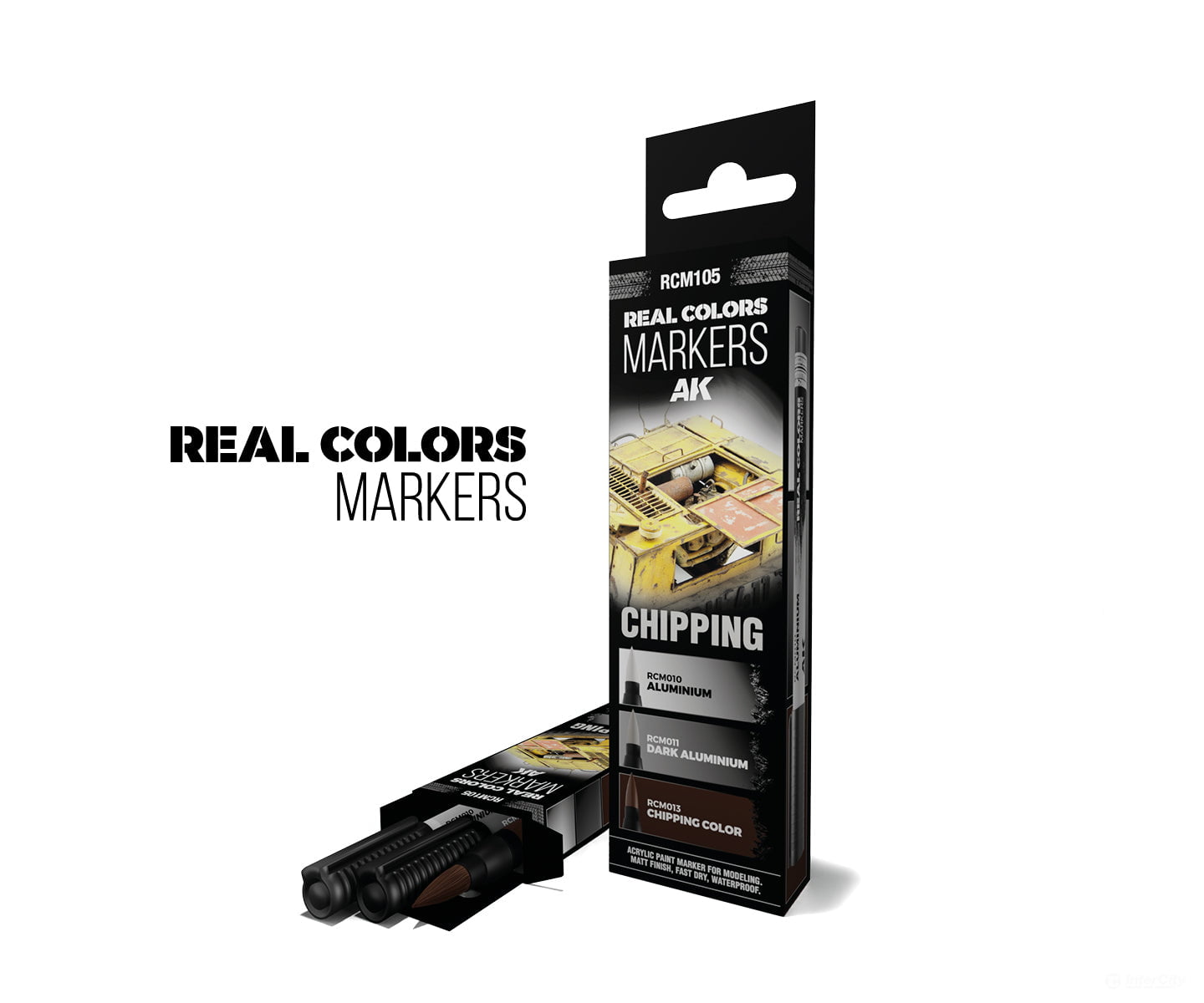 AK Interactive Real Color RC Markers RCM105 Chipping Set (3 Markers - RCM010 RCM011 RCM013) - Paint