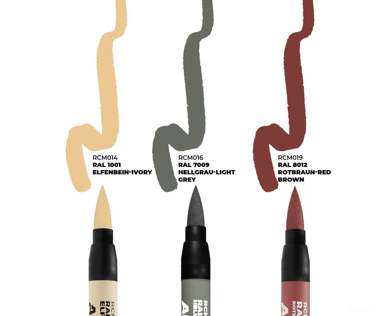 AK Interactive Real Color RC Markers RCM107 Aircraft Cockpits Set (3 Markers - RCM022 RCM023 RCM025) - Paint