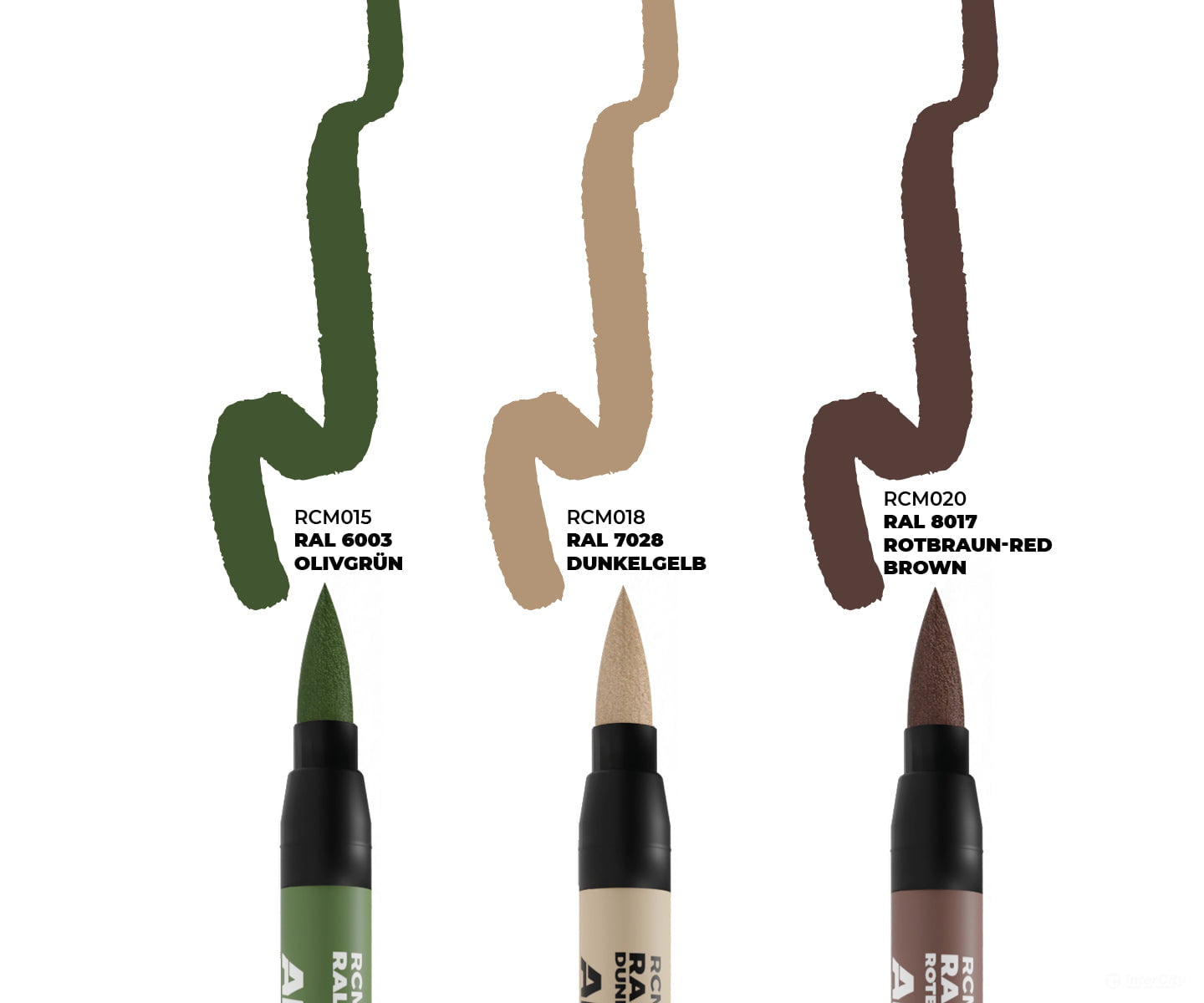 AK Interactive Real Color RC Markers RCM108 Basic Metallic Set (3 Markers - RCM029 RCM030 RCM032) - Paint