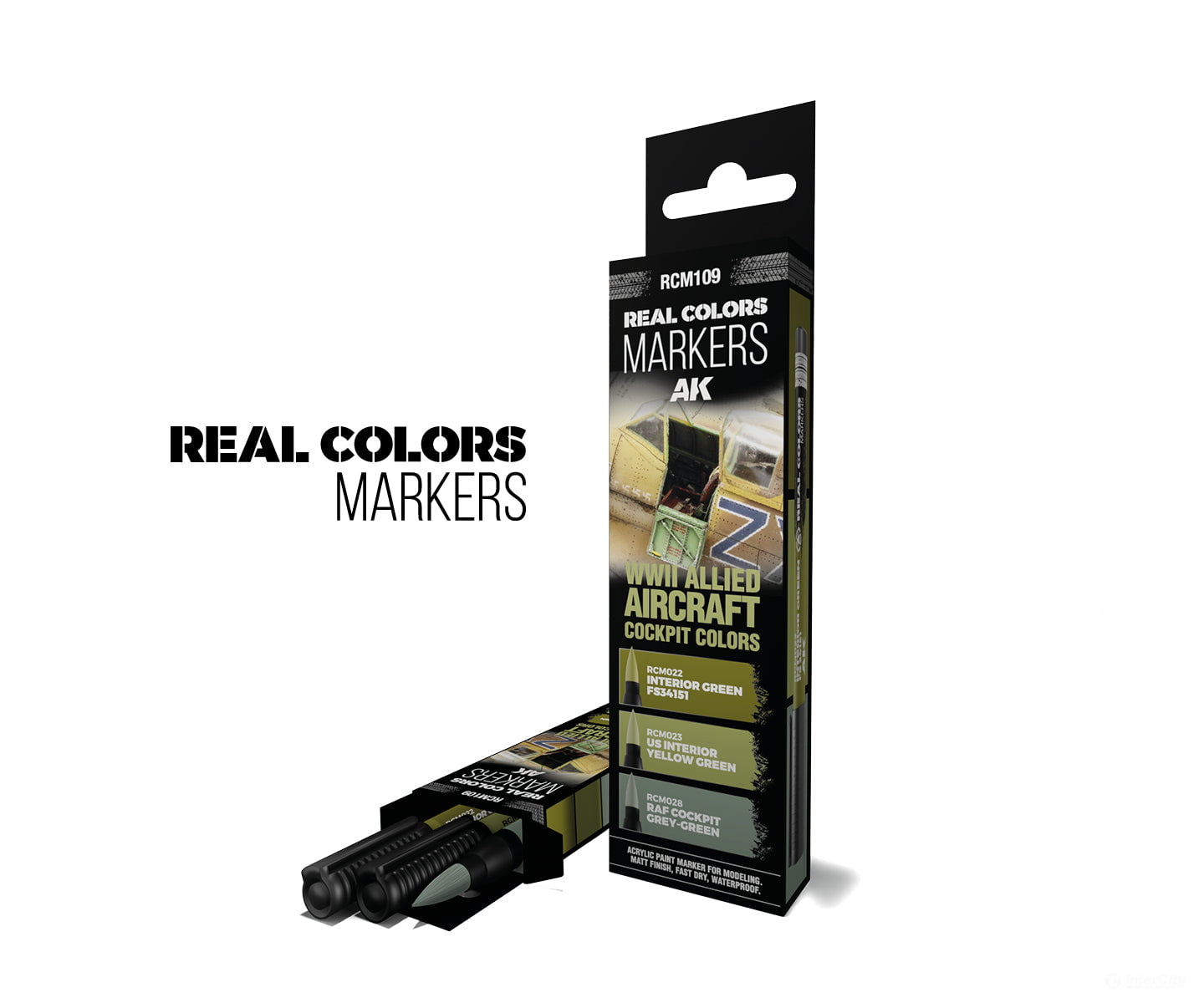 AK Interactive Real Color RC Markers RCM109 WWII Allied Aircraft Cockpit Colors Set (RCM022 RCM023 RCM028) - Paint