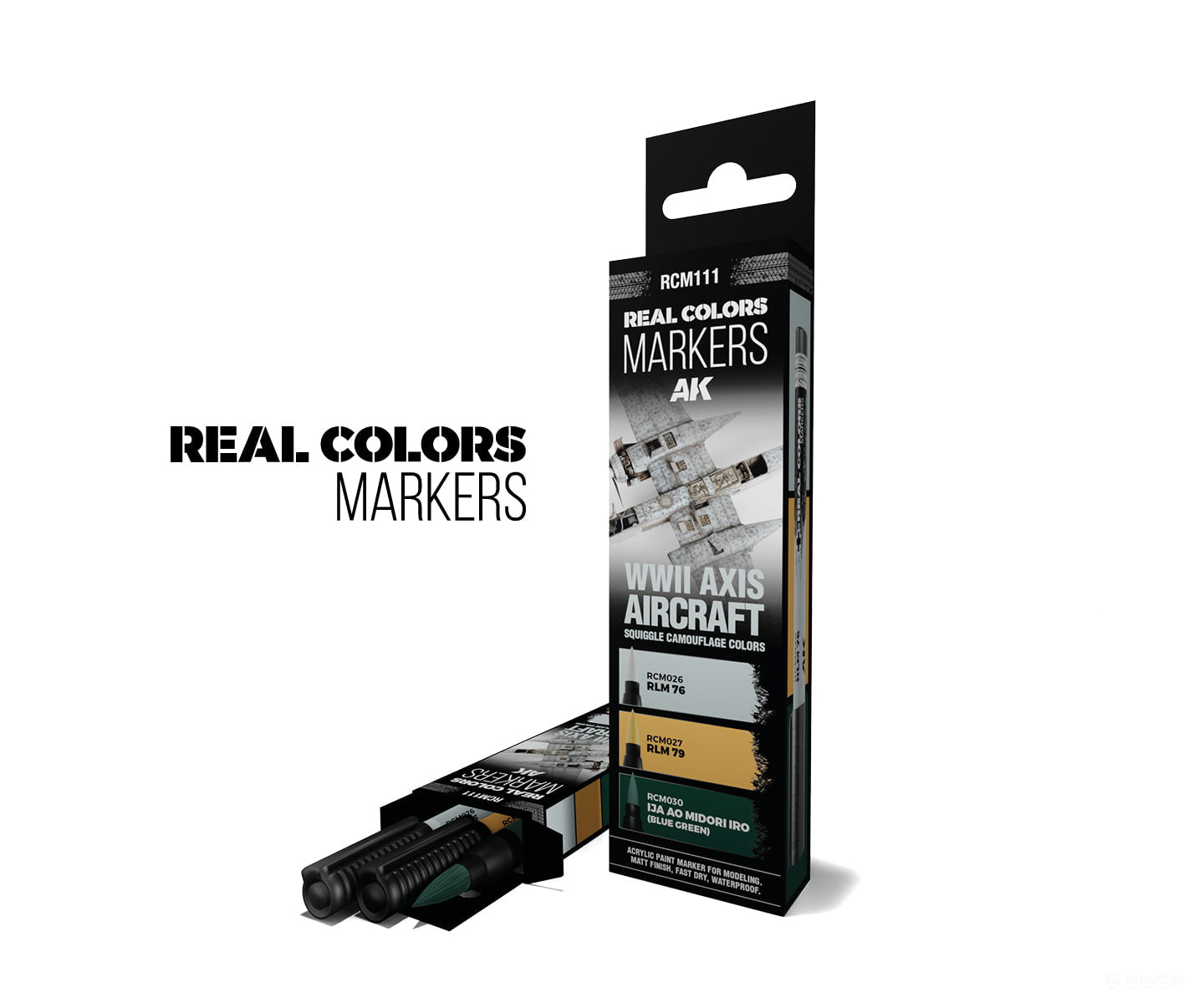 AK Interactive Real Color RC Markers RCM111 WWII Axis Aircraft Squiggle Camouflage Colors Set (RCM016 RCM026 RCM027)
