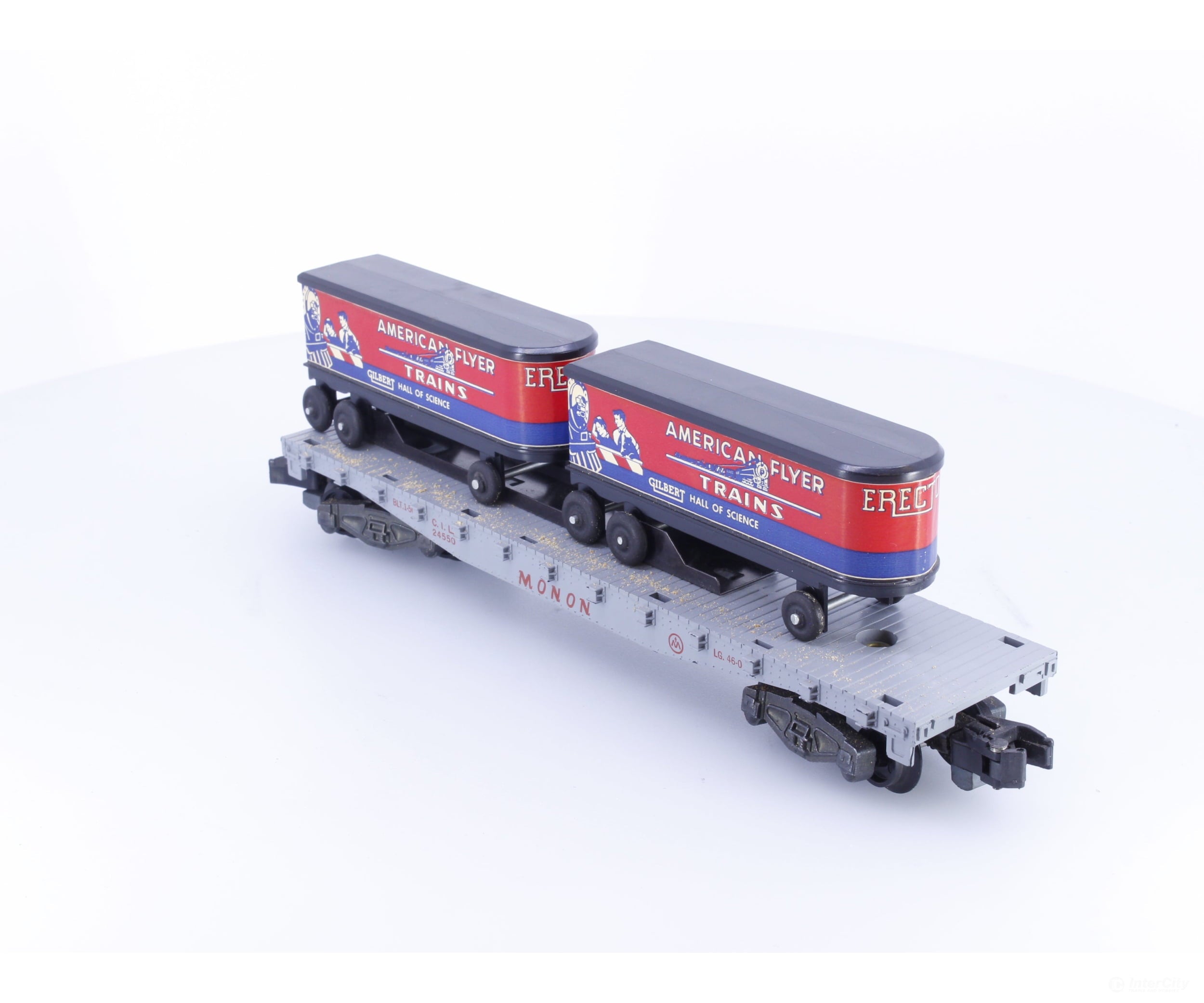 American Flyer Trains 24550 S Piggy Back Flat Car with 2 Trailers Monon (CIL) 24550 - Freight Cars