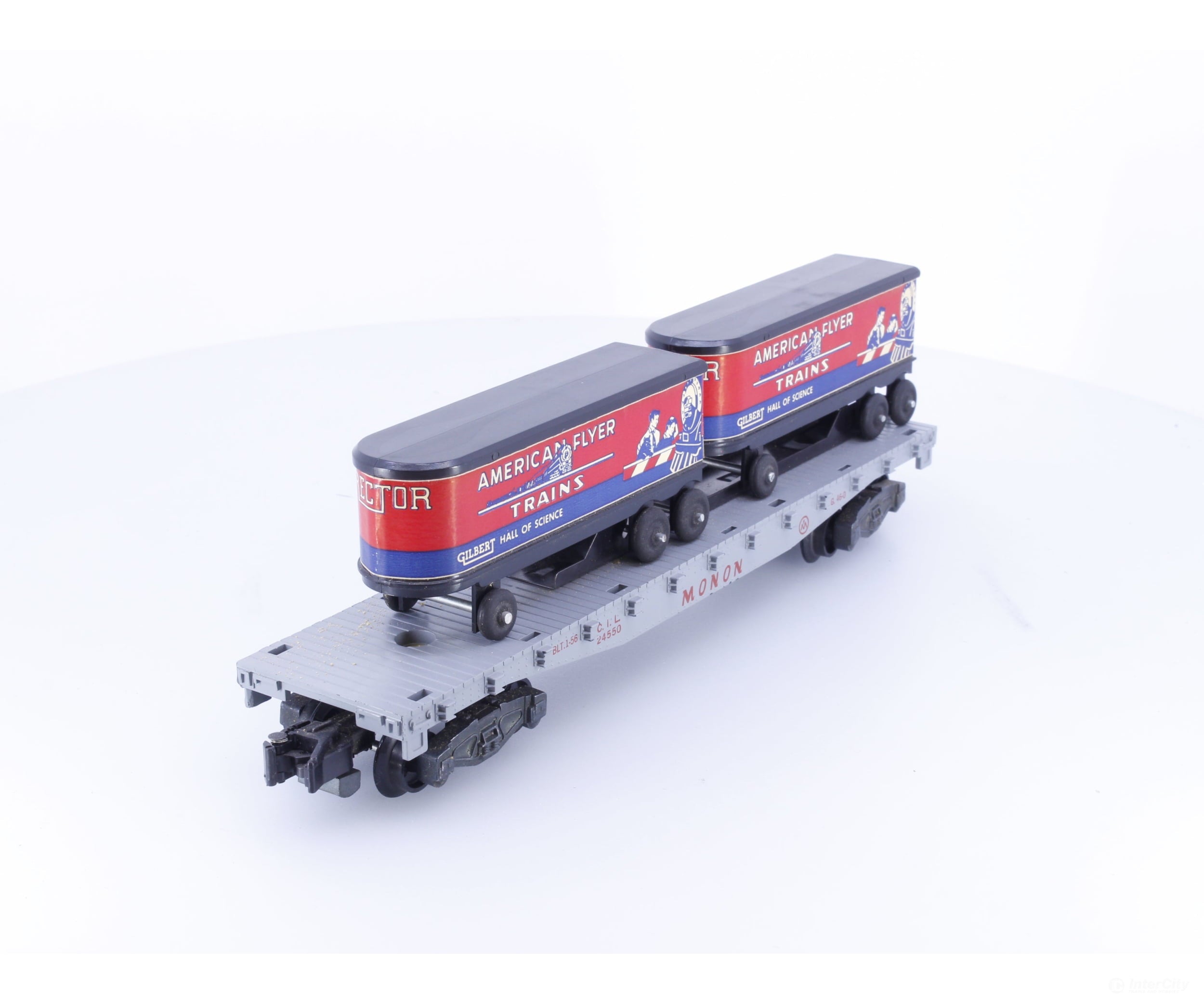 American Flyer Trains 24550 S Piggy Back Flat Car with 2 Trailers Monon (CIL) 24550 - Freight Cars