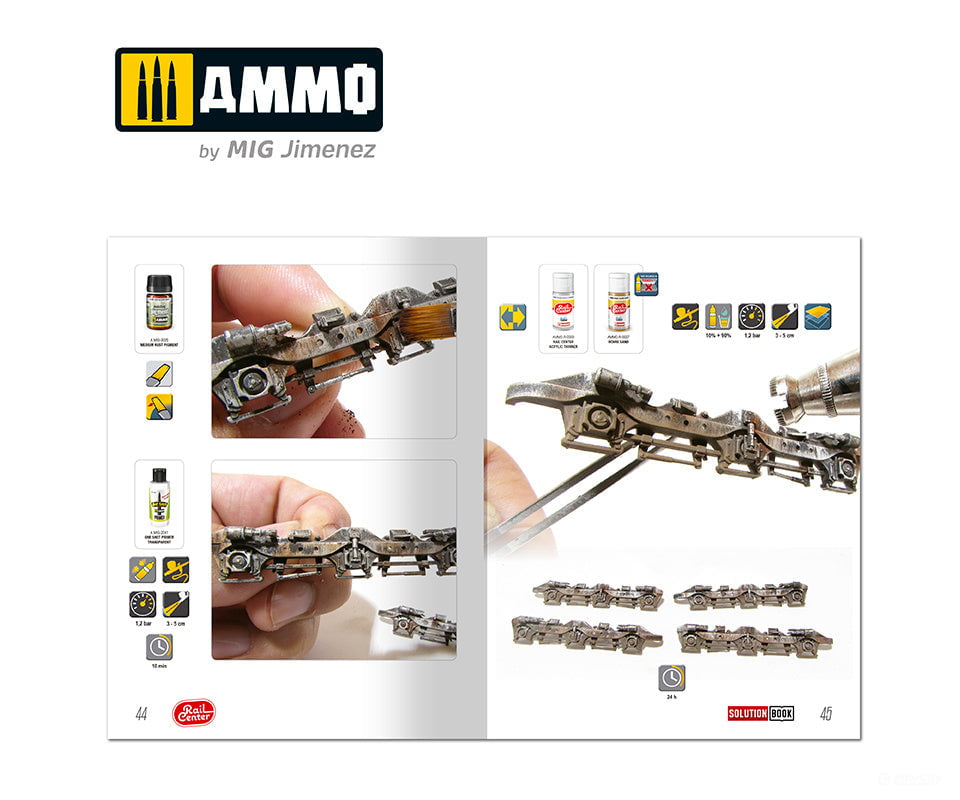 Ammo by Mig 1301 SOLUTION BOOK #02 - AMERICAN TRAINS. All Weathering Products (English) Weathering