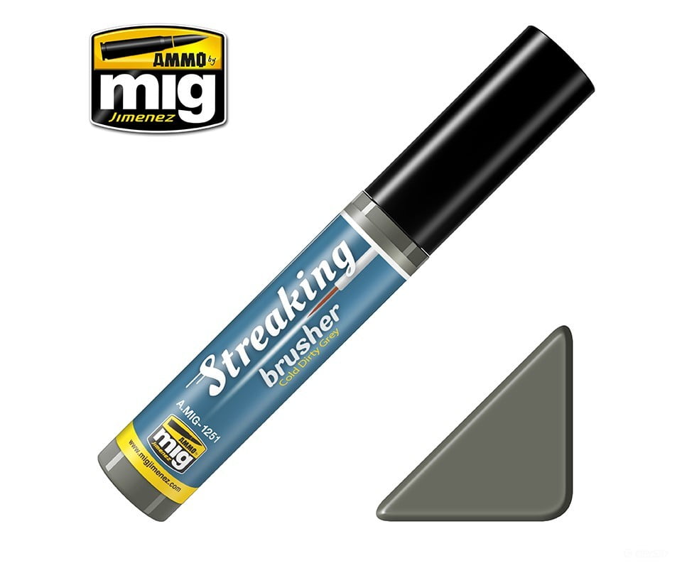 Ammo by Mig AMIG1251 Cold Dirty Grey Streaking Brusher Weathering