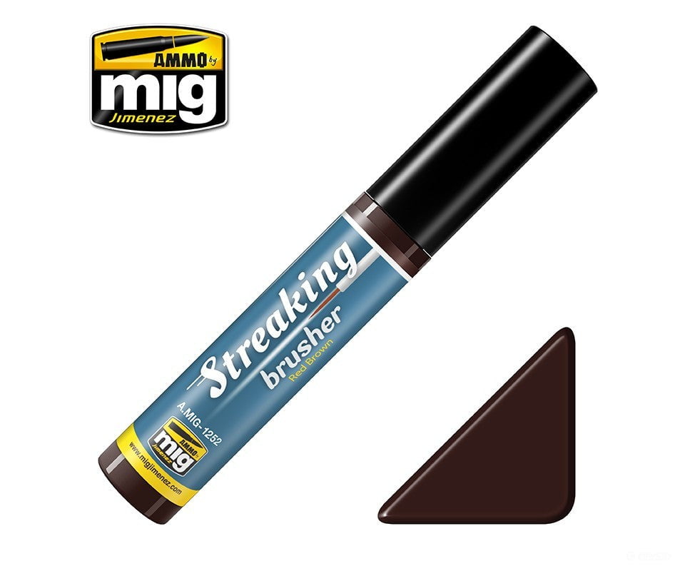 Ammo by Mig AMIG1252 Red Brown Streaking Brusher Weathering