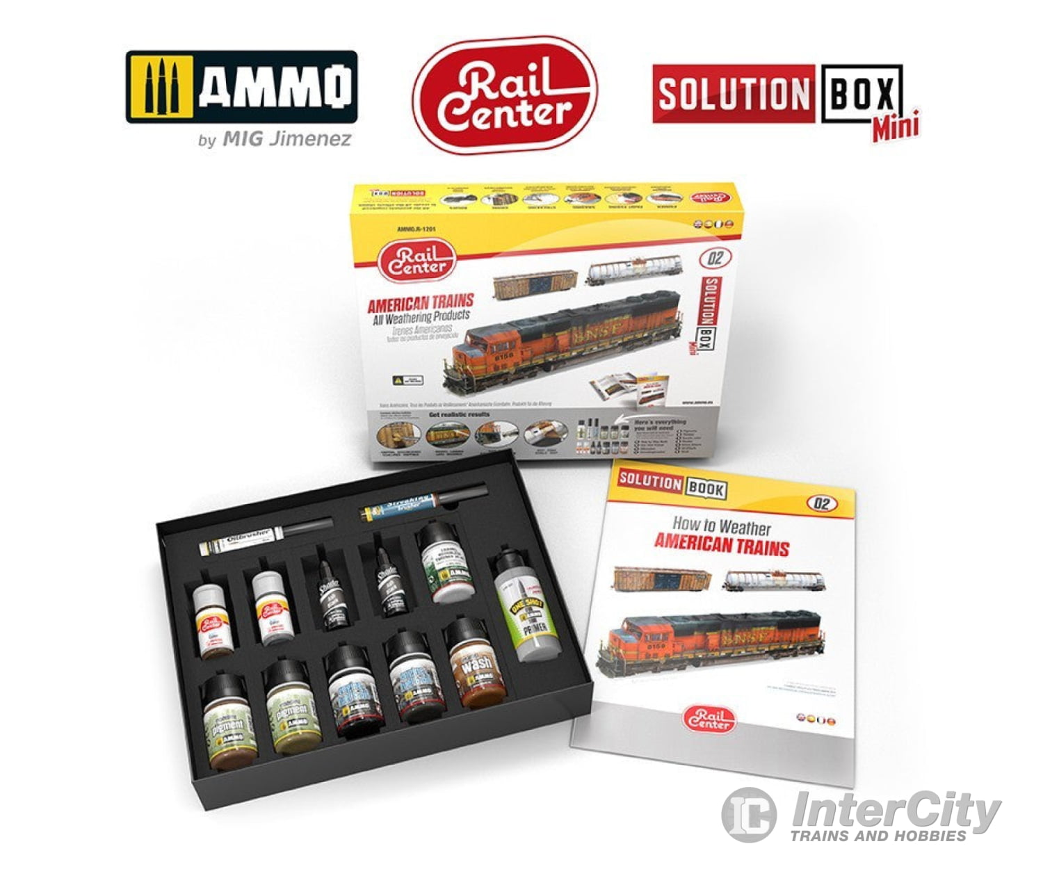 Ammo By Mig Amigr-1201 Rail Center Solution Box Mini #02 – American Trains Weathering Set