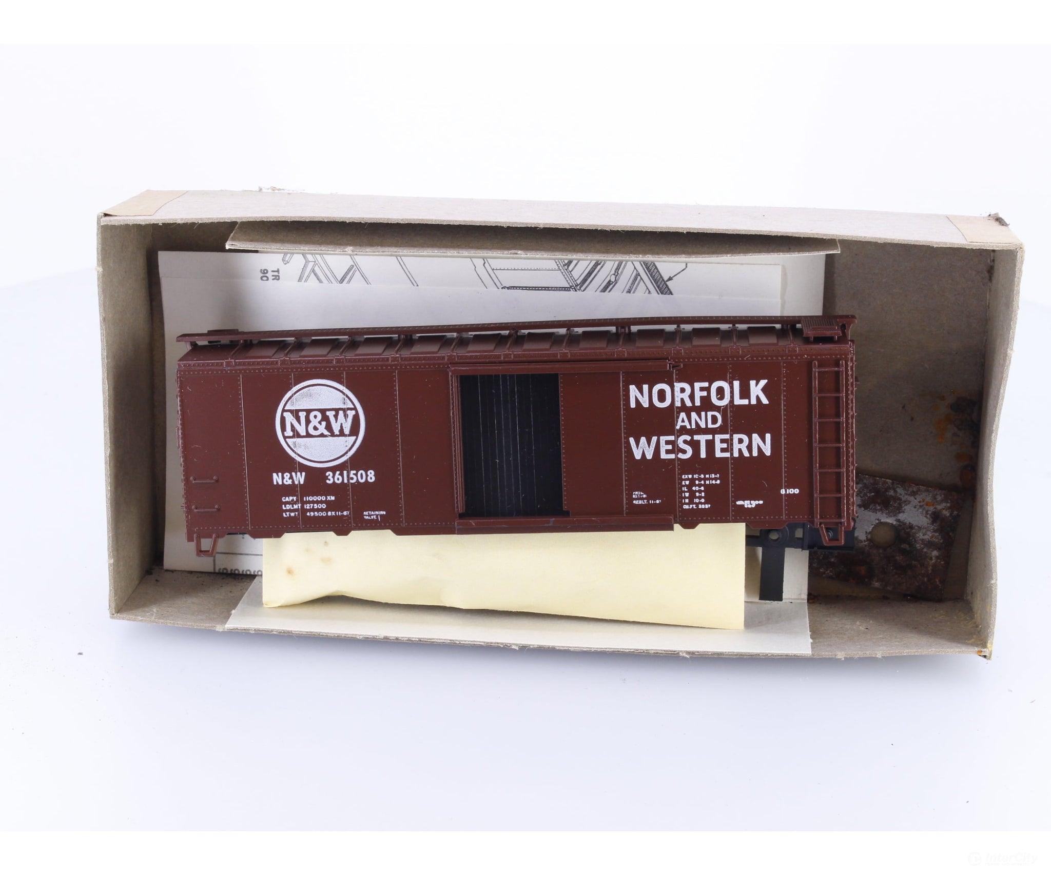 Athearn 1210 HO 40’ Single Door Boxcar Kit #2 Norfolk & Western (NW) 361508 - Freight Cars