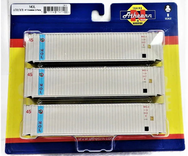 Athearn 17671 N Scale Nyk Lines 45’ Container 3 - Pack Freight Loads & Containers