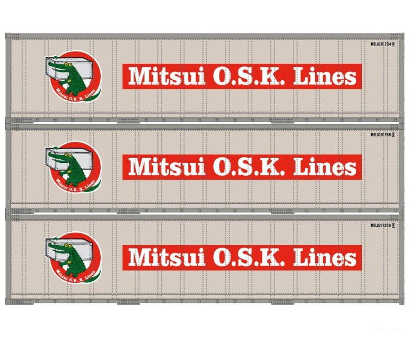 Athearn 17703 N Scale 40’ Smooth Side Container Mitsui 3 Pack Freight Loads & Containers
