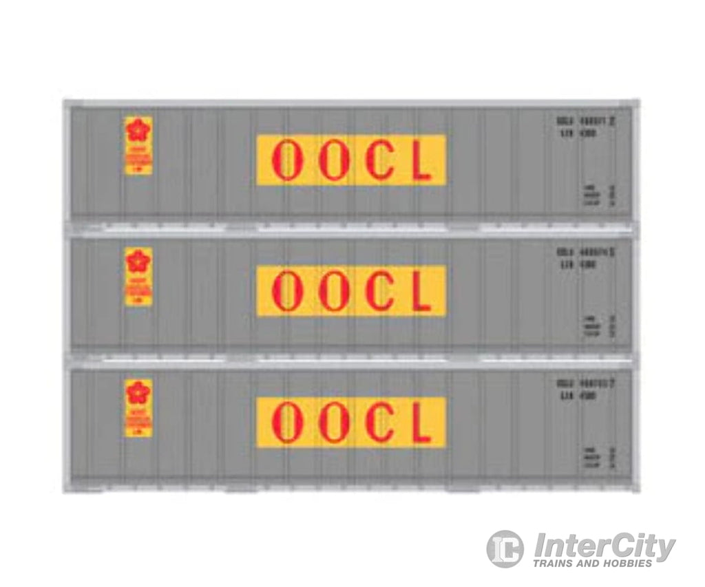 Athearn 17706 N Scale 40’ Smooth Side Container Oocl 3 Pack Freight Loads & Containers