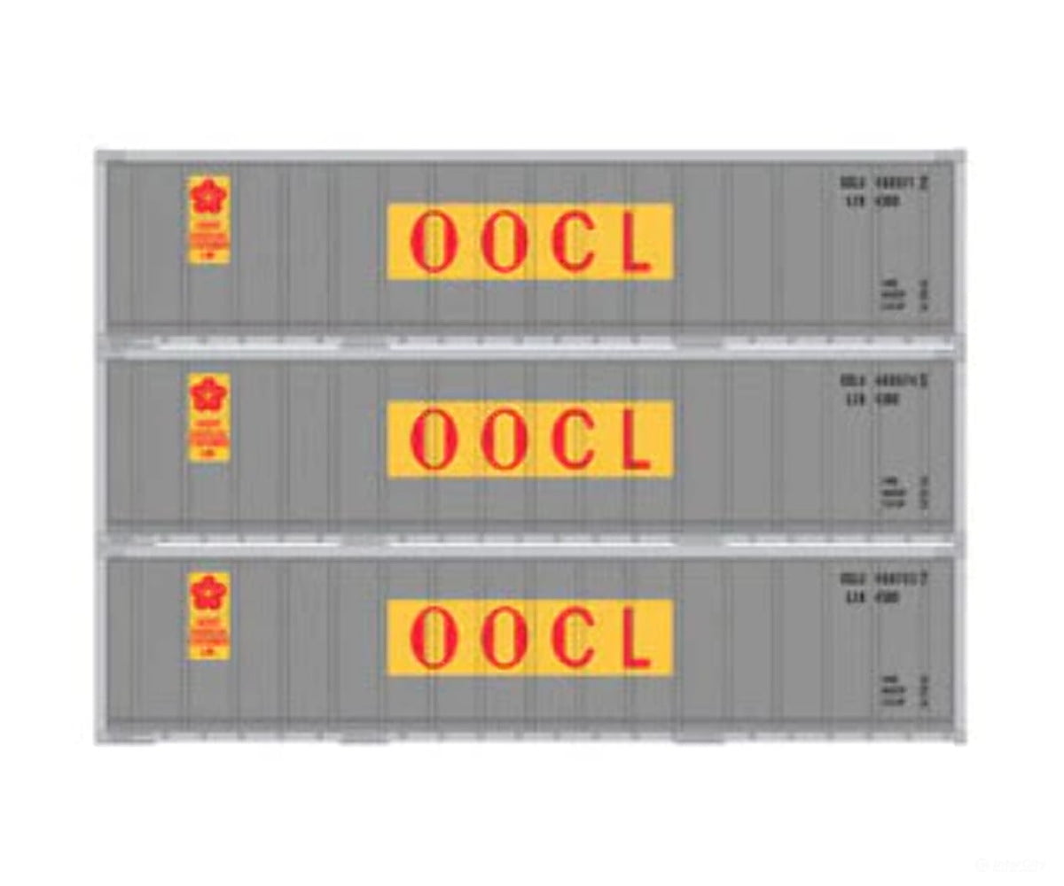 Athearn 17706 N Scale 40’ Smooth Side Container Oocl 3 Pack Freight Loads & Containers