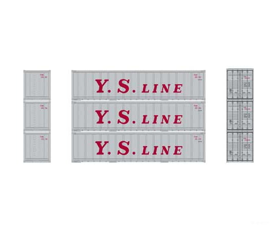 Athearn 17709 N Scale 40’ Smooth Side Container Ys Line 3 Pack Freight Loads & Containers