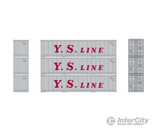 Athearn 17709 N Scale 40’ Smooth Side Container Ys Line 3 Pack Freight Loads & Containers