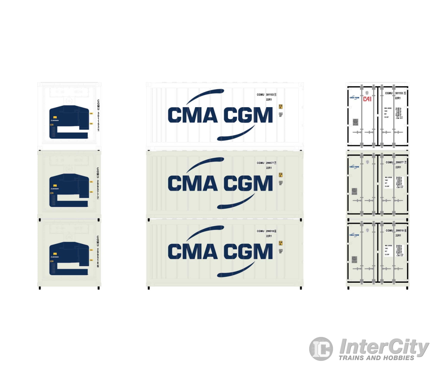 Athearn 17728 N Scale Athearn 17728 CMA CGM 20' Reefer Container 3-Pack - Default Title (CH-140-17728)