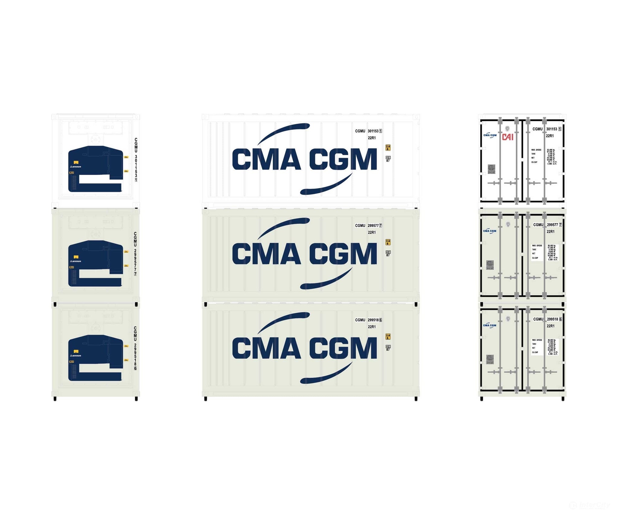 Athearn 17728 N Scale Athearn 17728 CMA CGM 20' Reefer Container 3-Pack - Default Title (CH-140-17728)