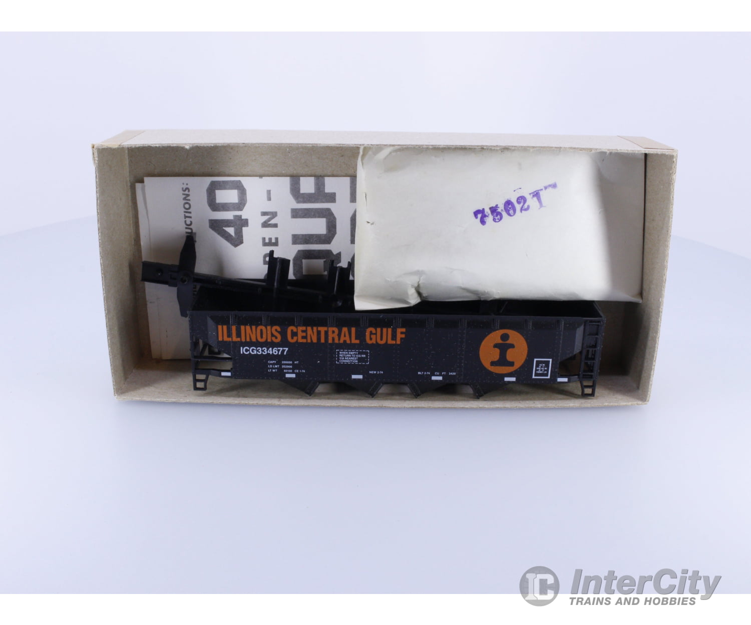 Athearn 1914 HO 40’ Open Top Quad Hopper Kit Illinois Central (IC) 334677 Freight Cars