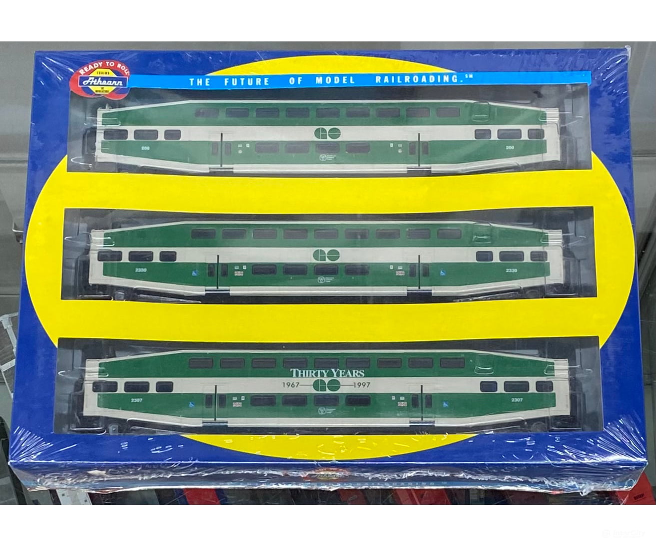 Athearn 2581 HO Go Transit 3 Pack Passenger Car Set GO Transit (GOT) 200/2307/2330 Passenger Cars