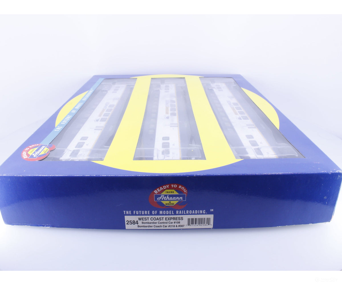 Athearn 2584 HO WCX 3 Piece Passenger Set with 1 Control Cab and 2 Coaches West Coast Express (WCE) 108/218/307