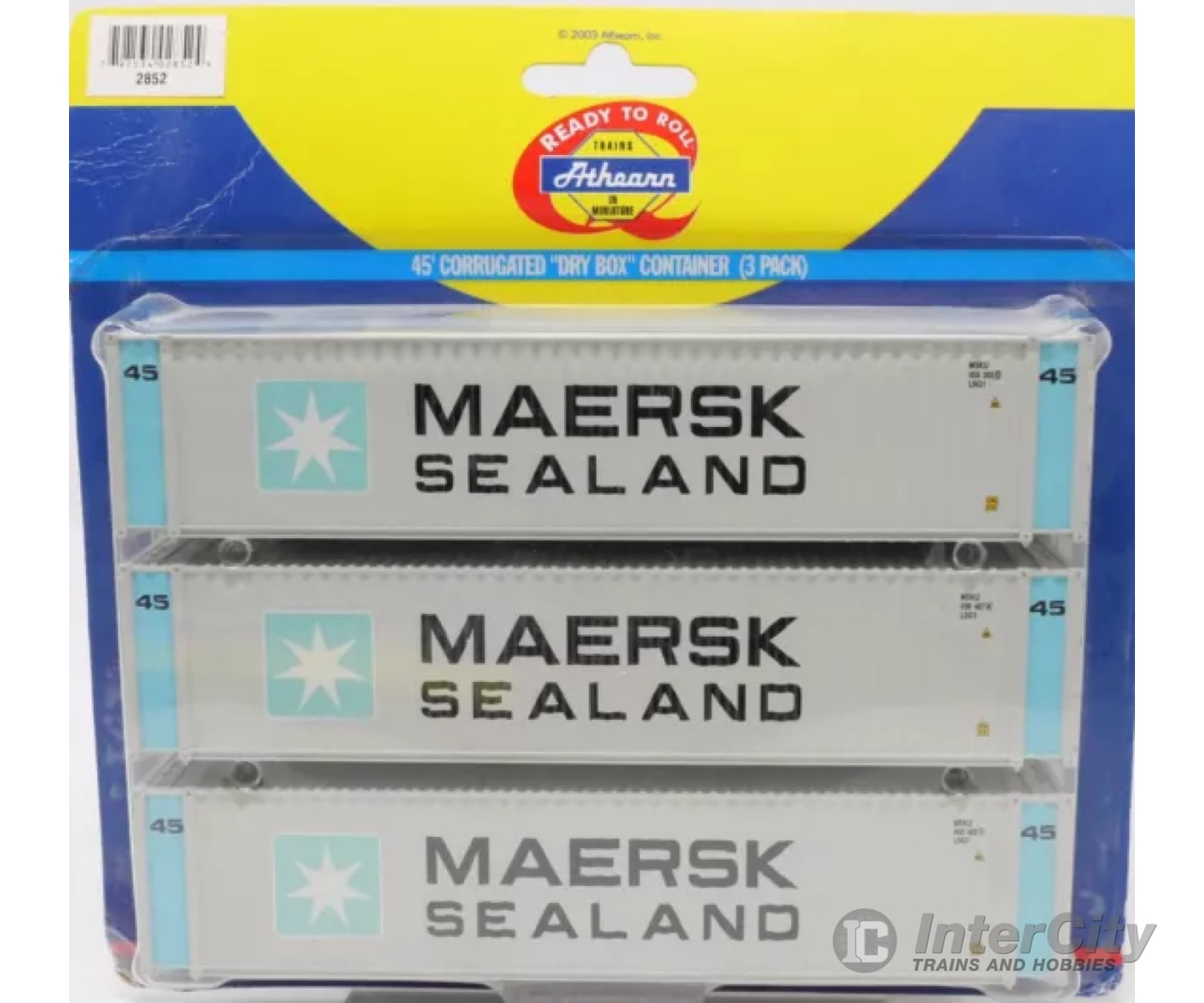 Athearn 2852 Ho Scale Maersk Sealand 45’ Container 3-Pack Freight Loads & Containers