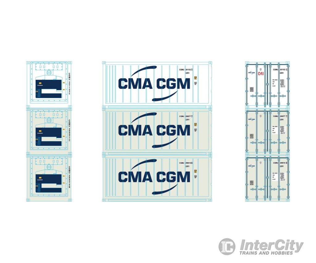 Athearn 28883 HO RTR 20' Reefer Container, CMA/CGM (3) - Default Title (CH-140-28883)