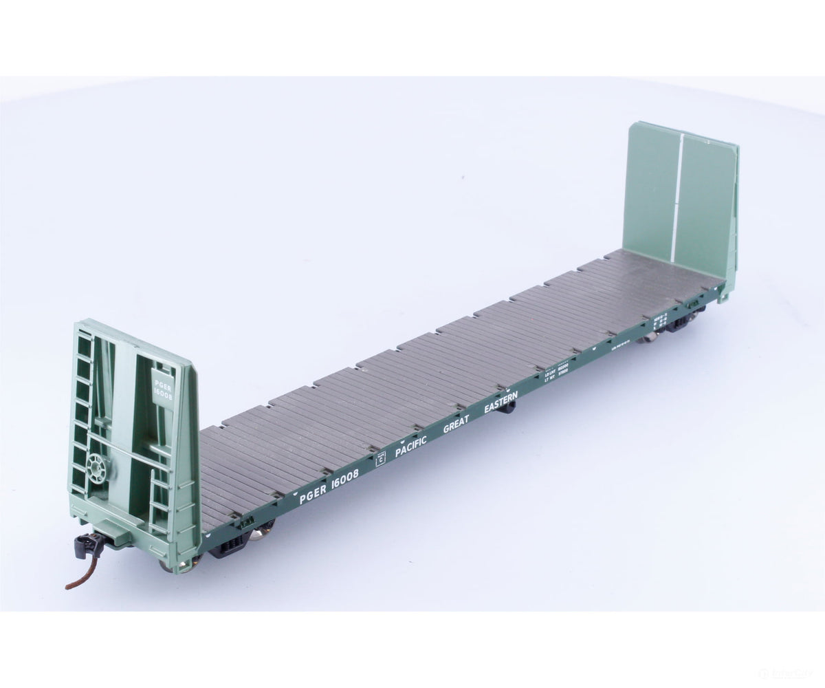 Athearn 88107 HO 60’ Bulkhead Flat Car Pacific Great Eastern (PGE) 16008 (#2) - Freight Cars