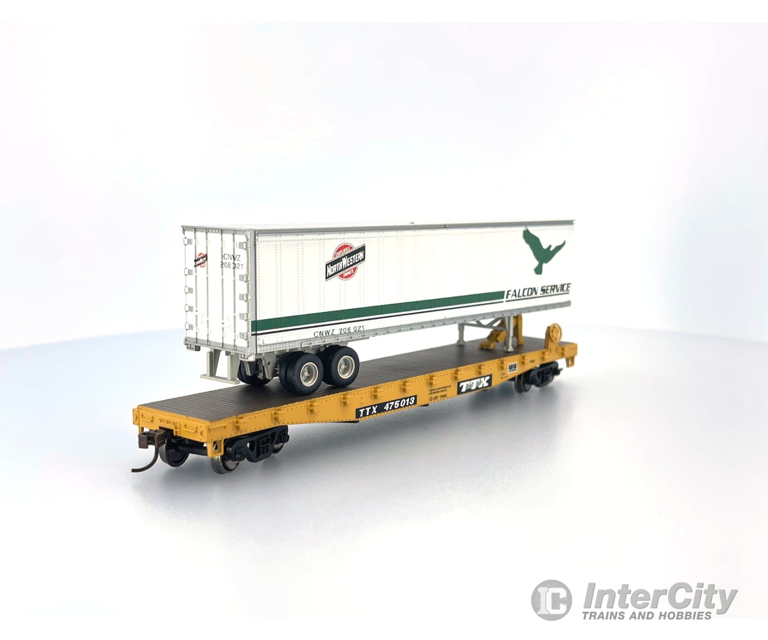 Athearn 92062 Ho 50Ft Flat W. 45Ft Trailer Ttx Train Corp. (Ttx) 475013 Freight Cars