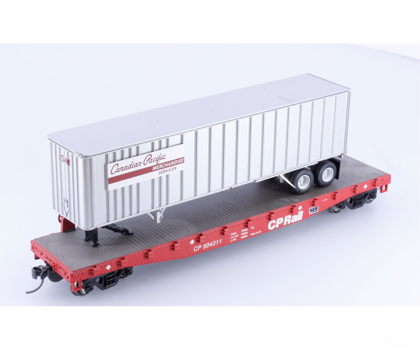 Athearn 92065 HO 50’ Flat Car w/40’ Trailer Canadian Pacific (CP) 504311 - Freight Cars
