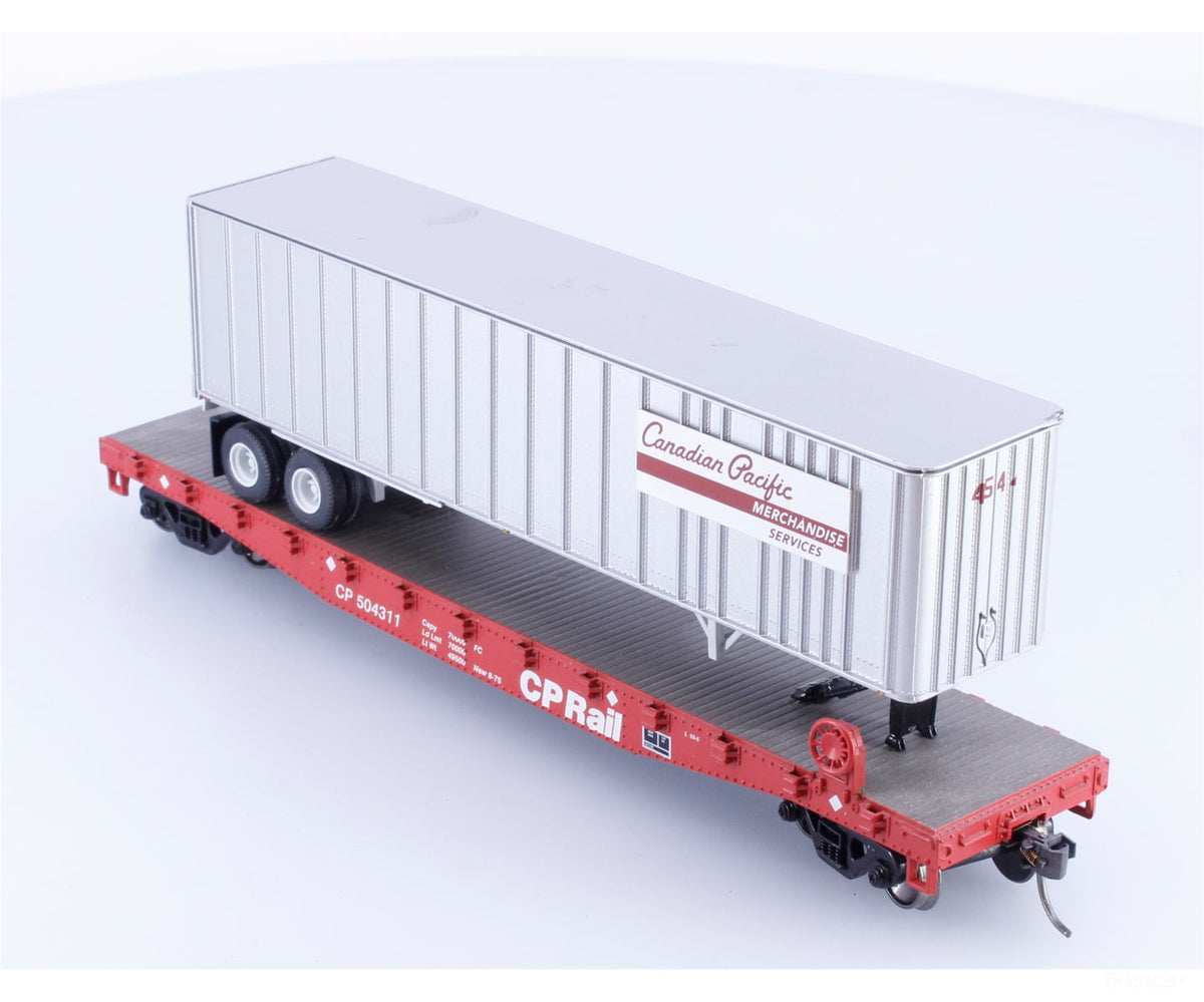 Athearn 92065 HO 50’ Flat Car w/40’ Trailer Canadian Pacific (CP) 504311 - Freight Cars