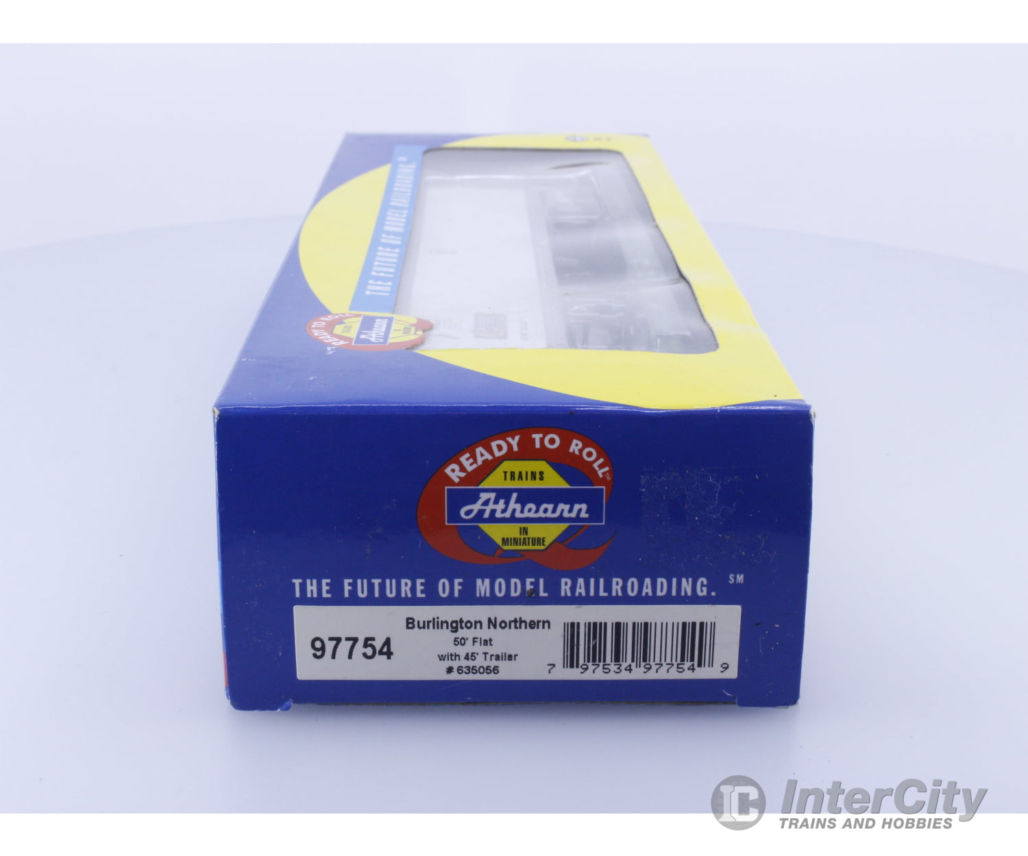 Athearn 97754 HO 50’ Flat car with 45’ trailer Burlington Northern (BN) 635056 Freight Cars