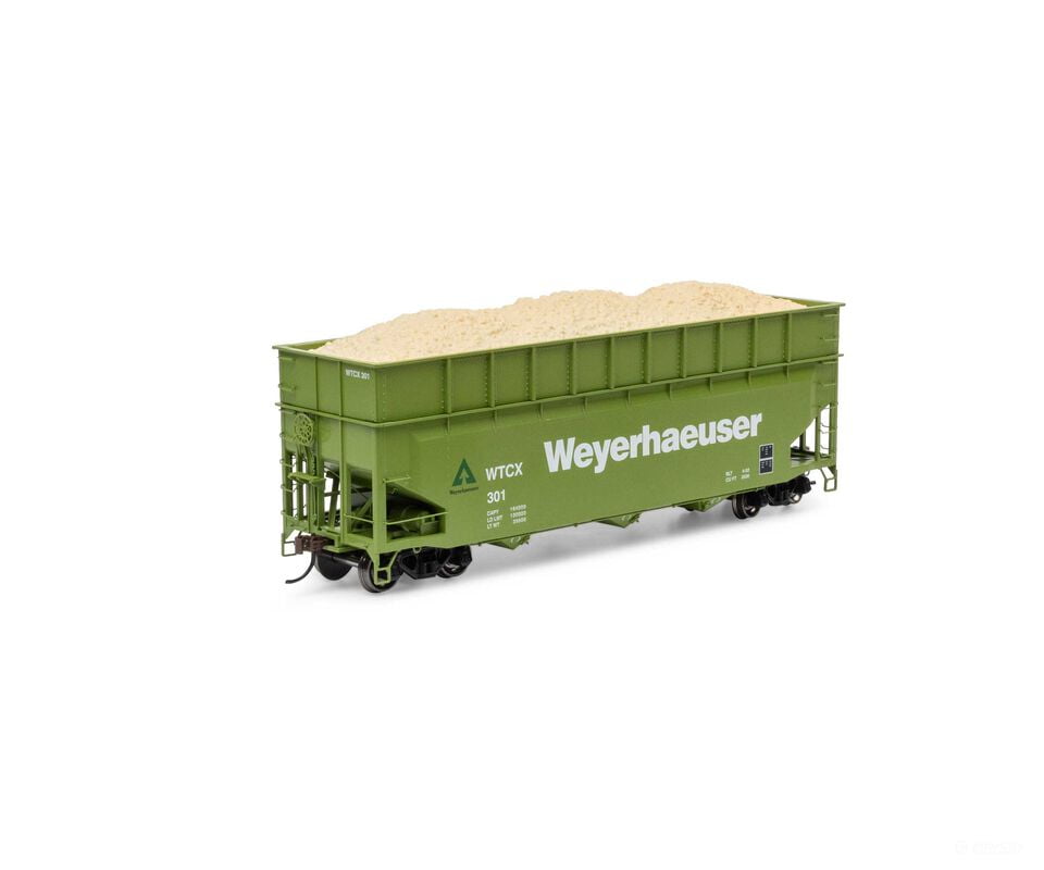 Athearn ATH-1280 HO 40’ Wood Chip Hopper with Load WTCX #301 Freight Cars