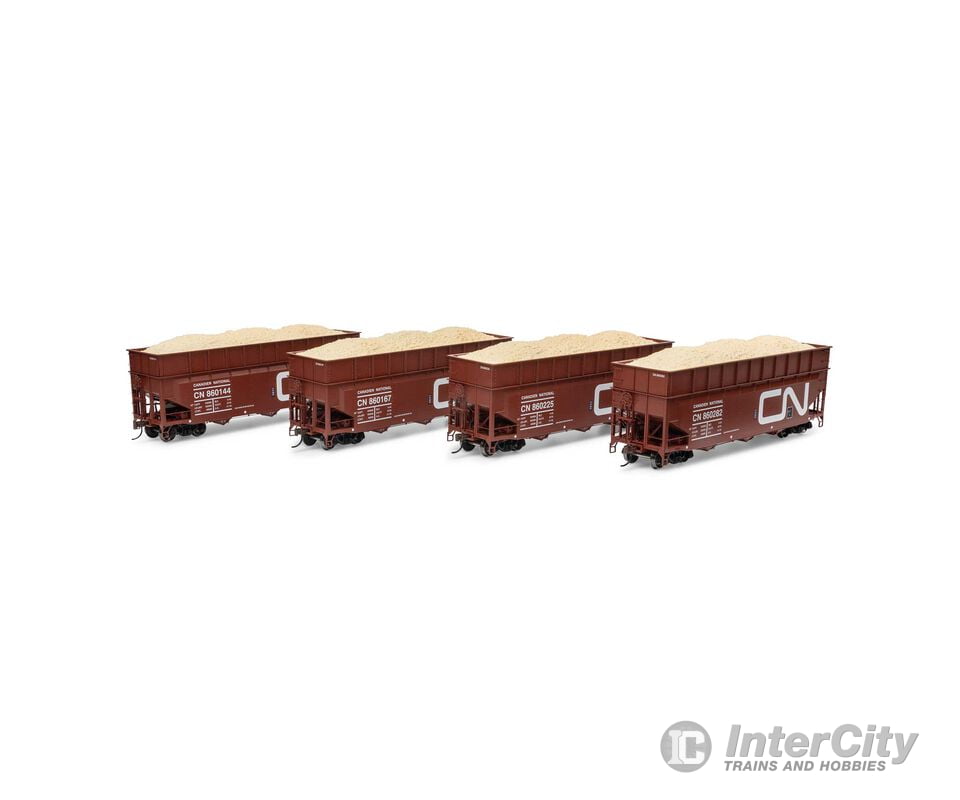 Athearn ATH-1285 HO 40’ Wood Chip Hopper with Load CN #860144 / 860167 / 860225 / 860282 (4) Freight Cars
