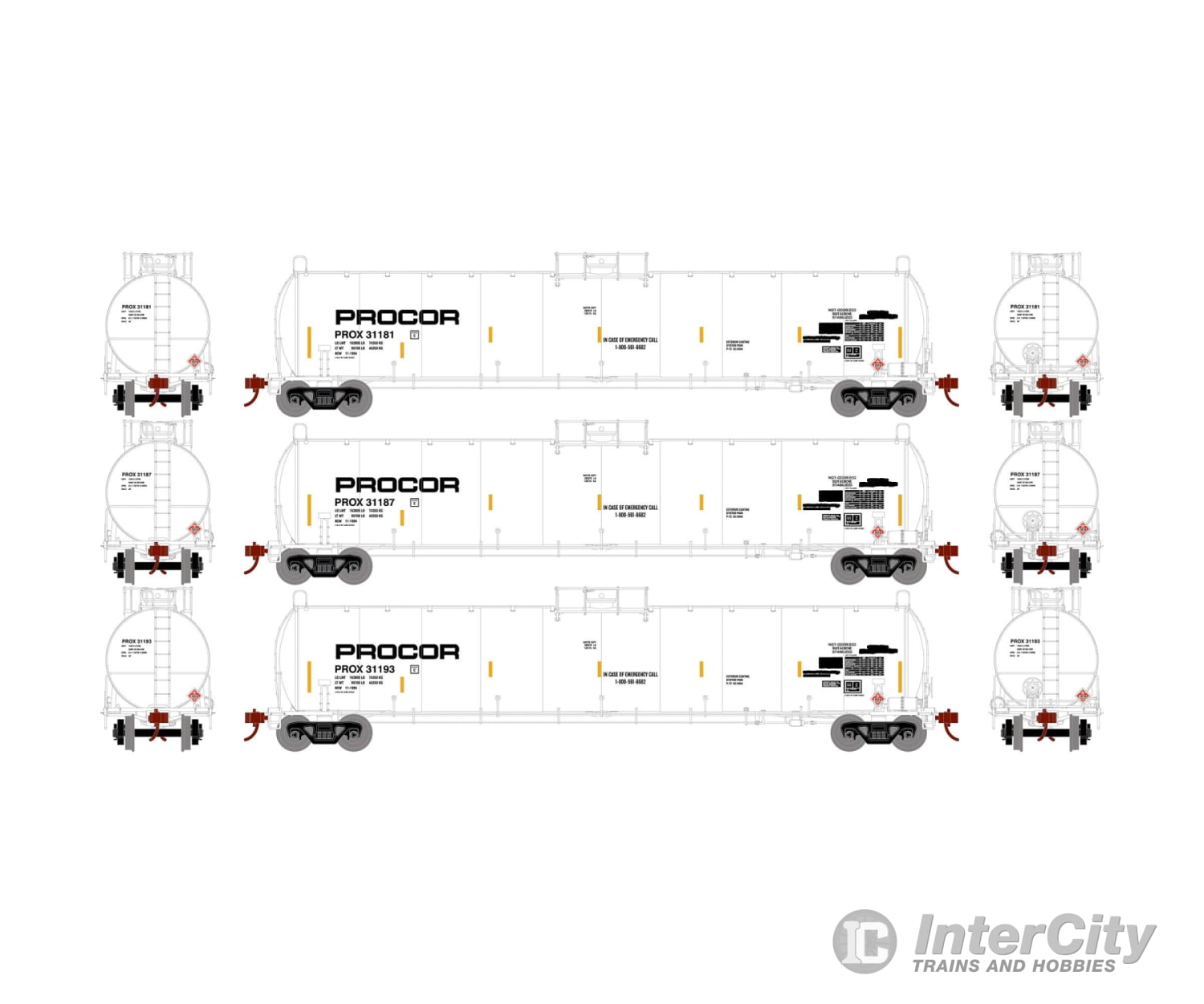 Athearn N ATH03586 Procor 'Early' 3-pack - Default Title (CH-140-03586)