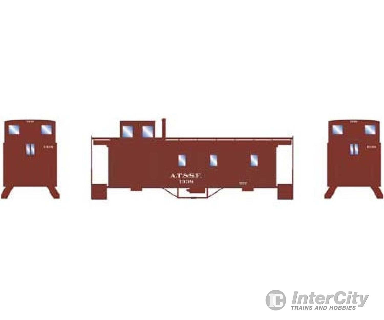Athearn Ath14467 N 3-Window Wood Cabooses Atsf Side Caboose 1339 Freight Cars