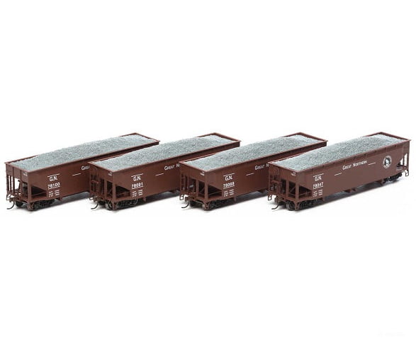 Athearn Ath14519 Ho Ballast Hopper Great Northern Four Car Set Freight Cars
