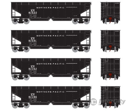 Athearn Ath14529 Ho Ballast Hopper Northern Pacific Four Car Set Freight Cars