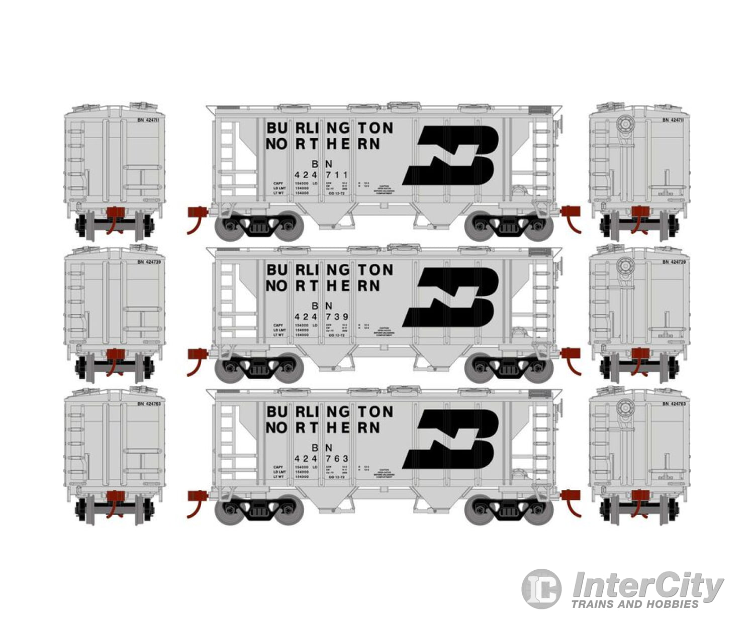 Athearn Ath15417 Ho Ps-2 2003 2-Bay Hopper Bn (3 Pack) Freight Cars